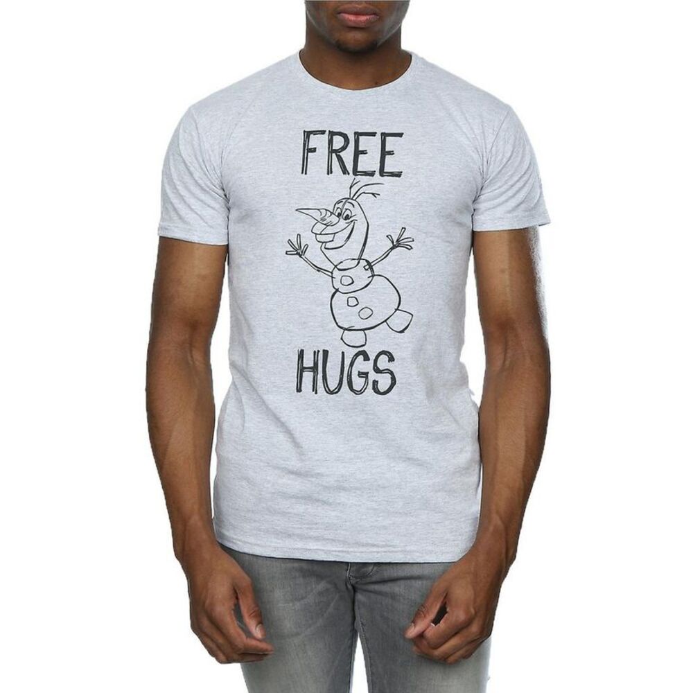 Frozen Mens Free Hugs Olaf Heather T-Shirt / Gray